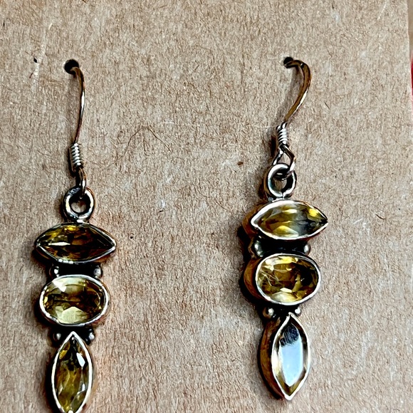 Lemon ice Citrine Hook Earrings in .925 Sterling Silver - Picture 3 of 4